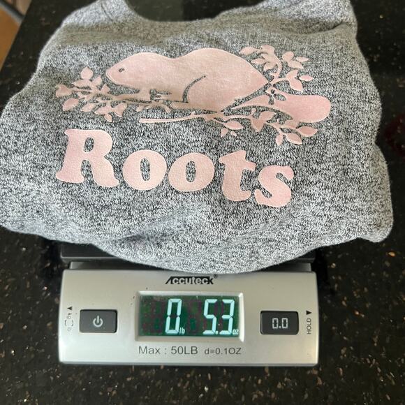 Roots Heather Gray and Pink Logo Beaver Toddler Girl Sweatshirt - 3T - Picture 2 of 6